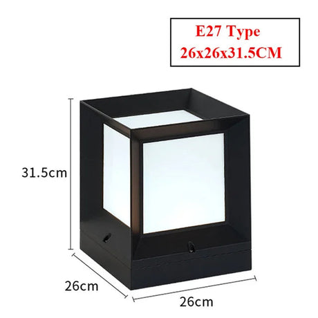 Outdoor Post Light  Modern Black Cube Pillar Lamp - Product detail 9