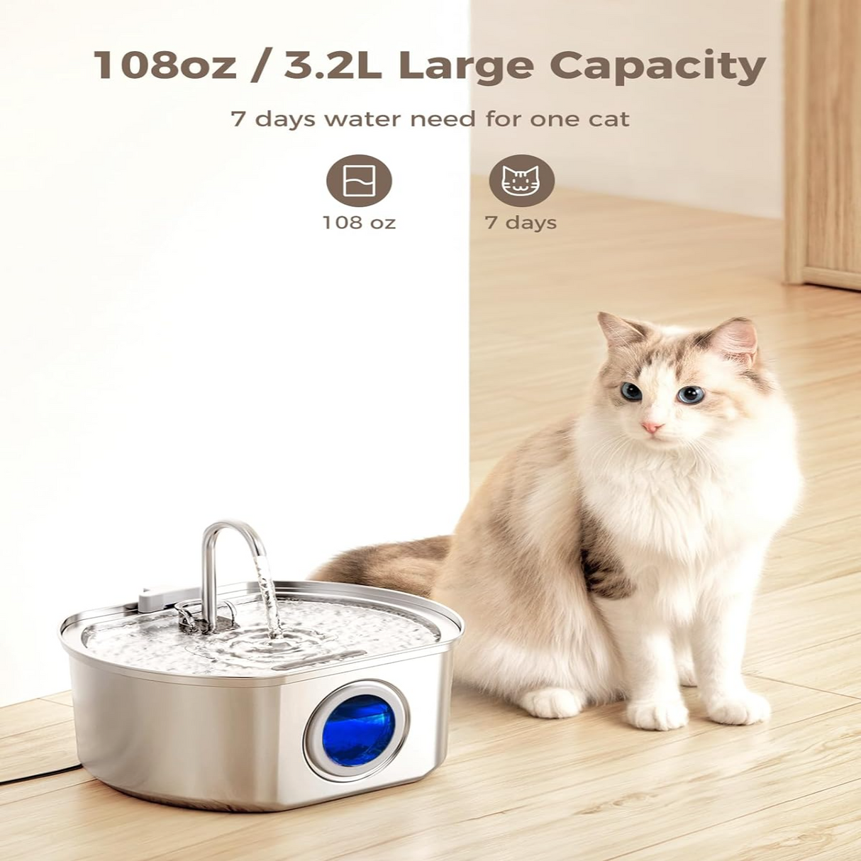 Pet Water Fountain  LED Indicator Stainless Steel Design - Product detail 12