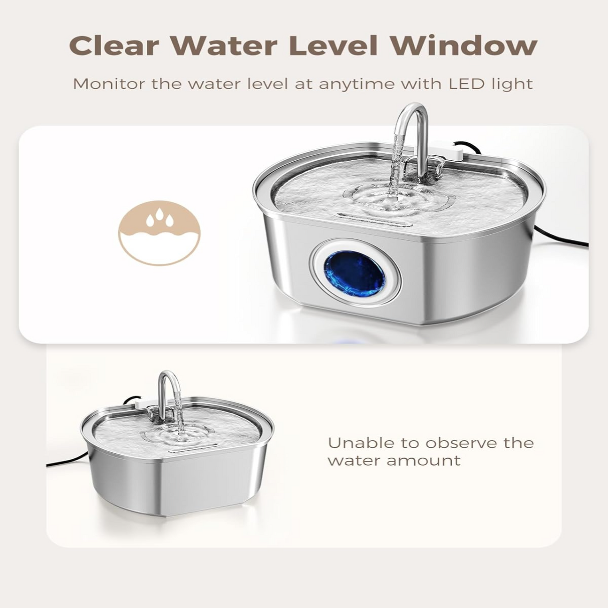 Pet Water Fountain  LED Indicator Stainless Steel Design - Product detail 13