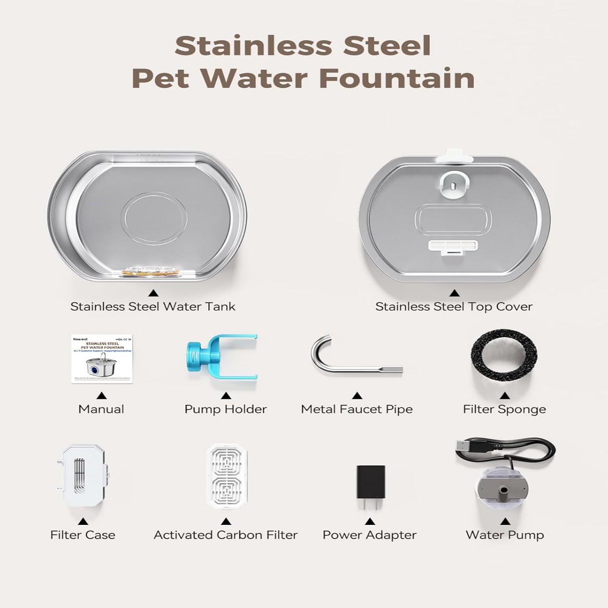 Pet Water Fountain  LED Indicator Stainless Steel Design - Product detail 16