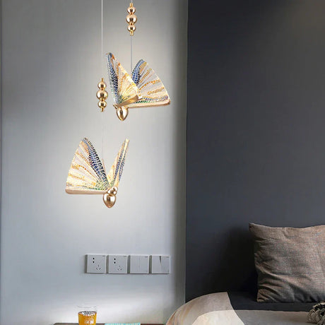 Butterfly Pendant Light  Gold Metal Wing Design - Product showcase