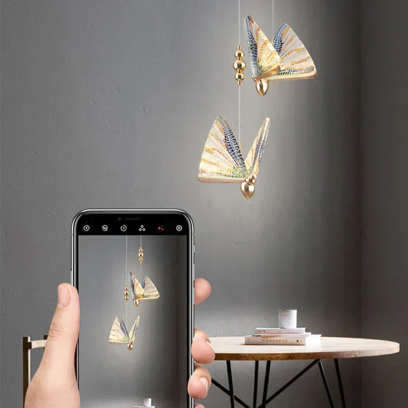 Butterfly Pendant Light  Gold Metal Wing Design - Product detail 6