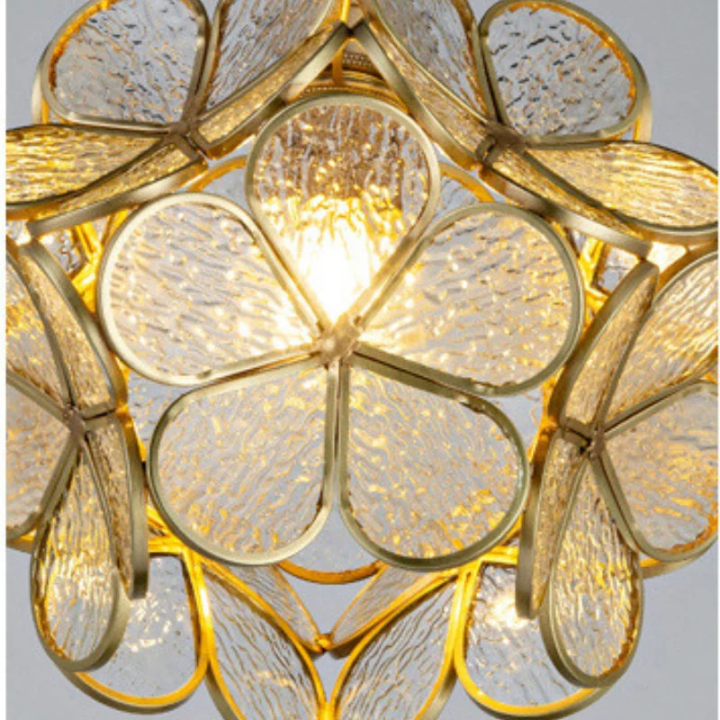 Modern Floral Wall Light  Glass Petal Design With Brass Finish - Product detail 5