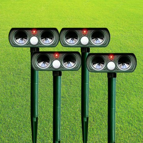 Solar Powered Animal Repeller  Motion Sensor Ultrasonic Defense - Product showcase