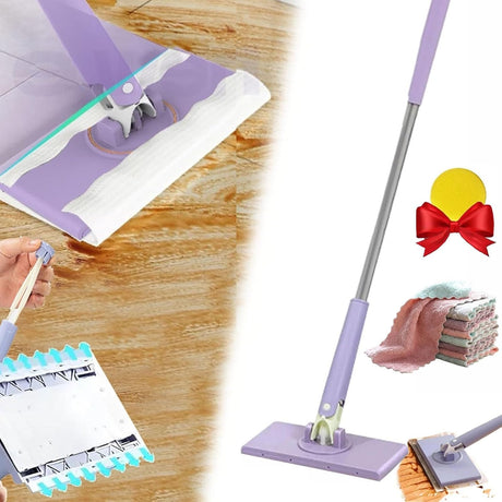 Modern Floor Mop  360 Swivel Head With Reusable Cloths - Product showcase