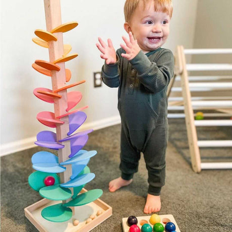 Wooden Rainbow Marble Tower  Educational Sensory Development Toy - Product showcase