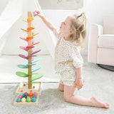 Wooden Rainbow Marble Run  Educational Sensory Tower - Detailed view