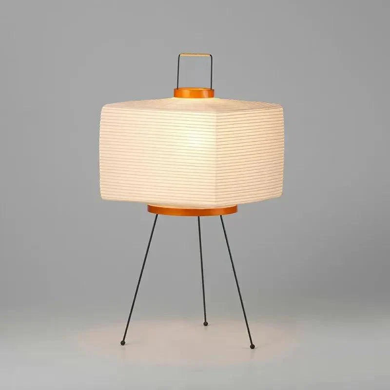 Japanese Table Lamp  Rice Paper Shade with Metal Base - Detailed view