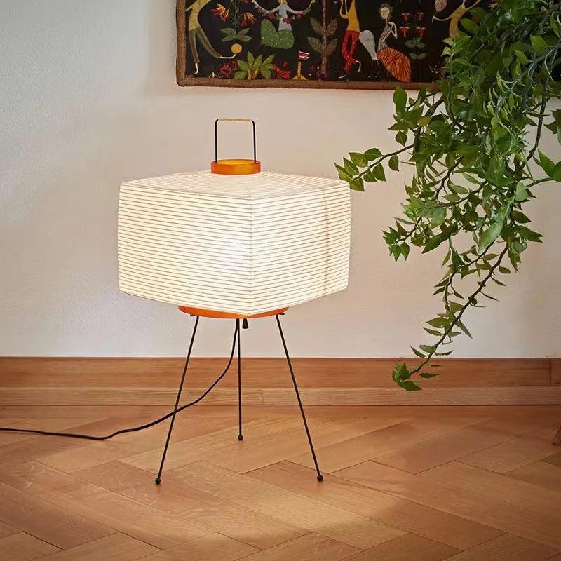 Japanese Table Lamp  Rice Paper Shade with Metal Base - Product example