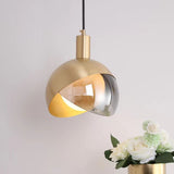Modern Gold Pendant Light  Smoke Glass Sphere Design - Product example
