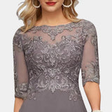 Formal Chiffon Evening Dress  Lace Bodice A-Line Design - Product detail 4