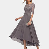 Formal Chiffon Evening Dress  Lace Bodice A-Line Design - Product detail 11
