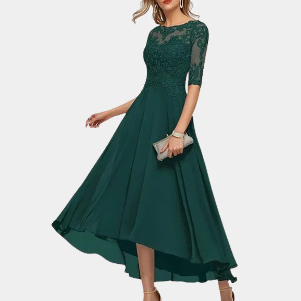 Formal Chiffon Evening Dress  Lace Bodice A-Line Design - Product detail 7