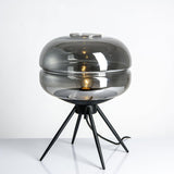 Modern Glass Table Lamp  Smokey Dome with Tripod Base - Product example