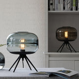 Modern Glass Table Lamp  Smokey Dome with Tripod Base - Product detail 17