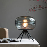 Modern Glass Table Lamp  Smokey Dome with Tripod Base - Product detail 4