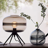 Modern Glass Table Lamp  Smokey Dome with Tripod Base - Product detail 6