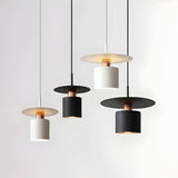 Modern Pendant Light  Black White Disc Shade Design - Product showcase