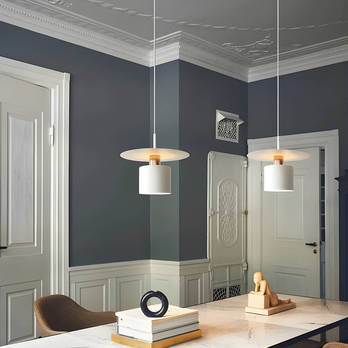 Modern Pendant Light  Black White Disc Shade Design - Product detail 4