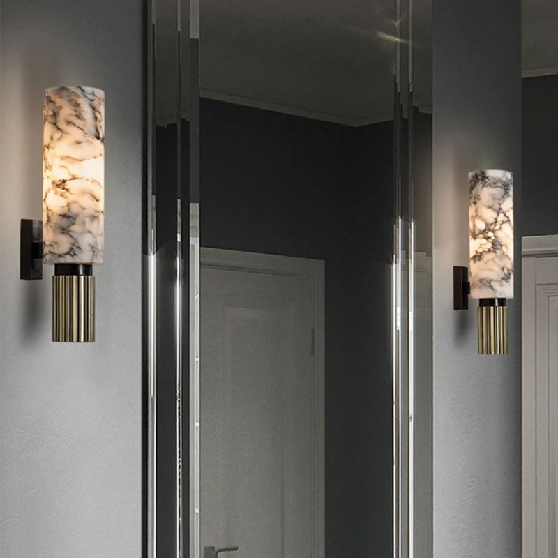 Marble Wall Sconce  Natural Stone Cylindrical Shade - Product detail 5