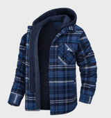 Plaid Hooded Jacket  Blue Quilted Flannel Winter Layer - Product detail 4