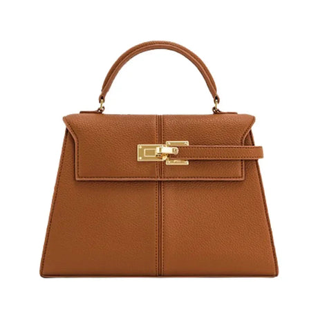 Leather Crossbody Bag  Trapezoid Design With Silver Hardware - Product detail 6