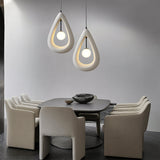 Modern Pendant Light  Teardrop Shape White Ceramic Design - Detailed view