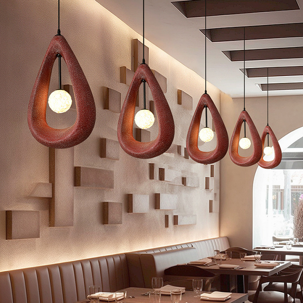 Modern Pendant Light  Teardrop Shape White Ceramic Design - Product example
