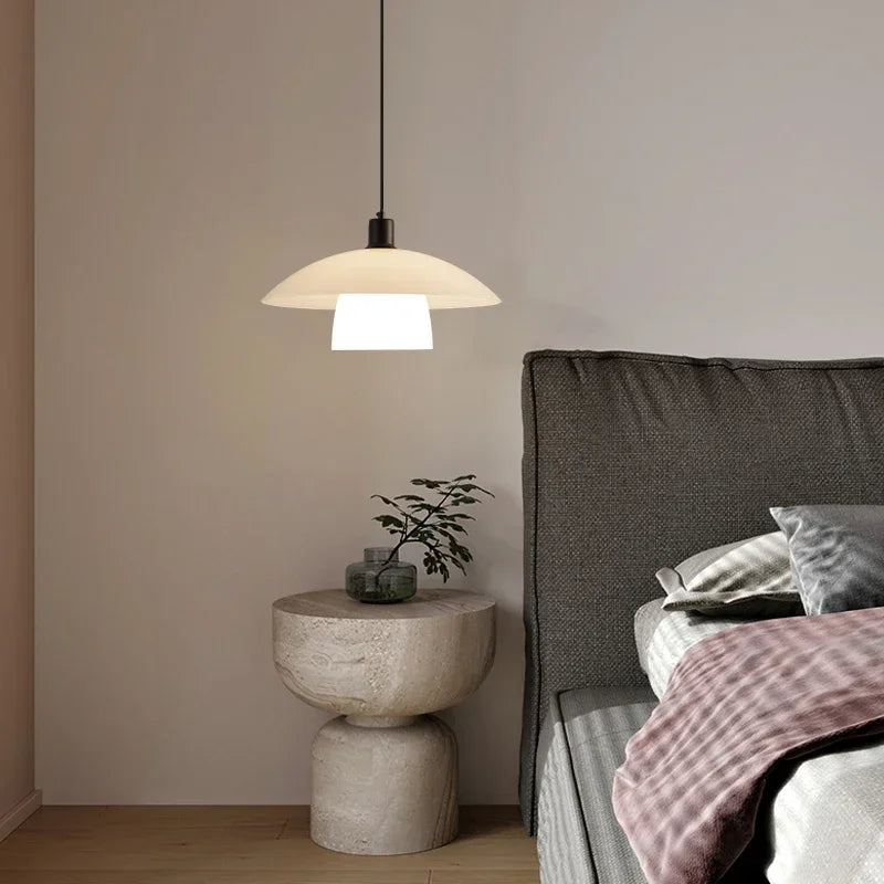 Modern Pendant Light  White Glass Dome Shade - Product detail 5