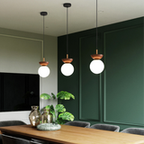 Minimalist Pendant Light  Walnut Wood Globe Design - Product example
