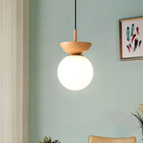 Minimalist Pendant Light  Walnut Wood Globe Design - Product detail 4