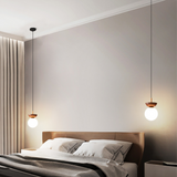 Minimalist Pendant Light  Walnut Wood Globe Design - Product detail 5
