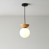 Minimalist Pendant Light  Walnut Wood Globe Design - Product detail 6