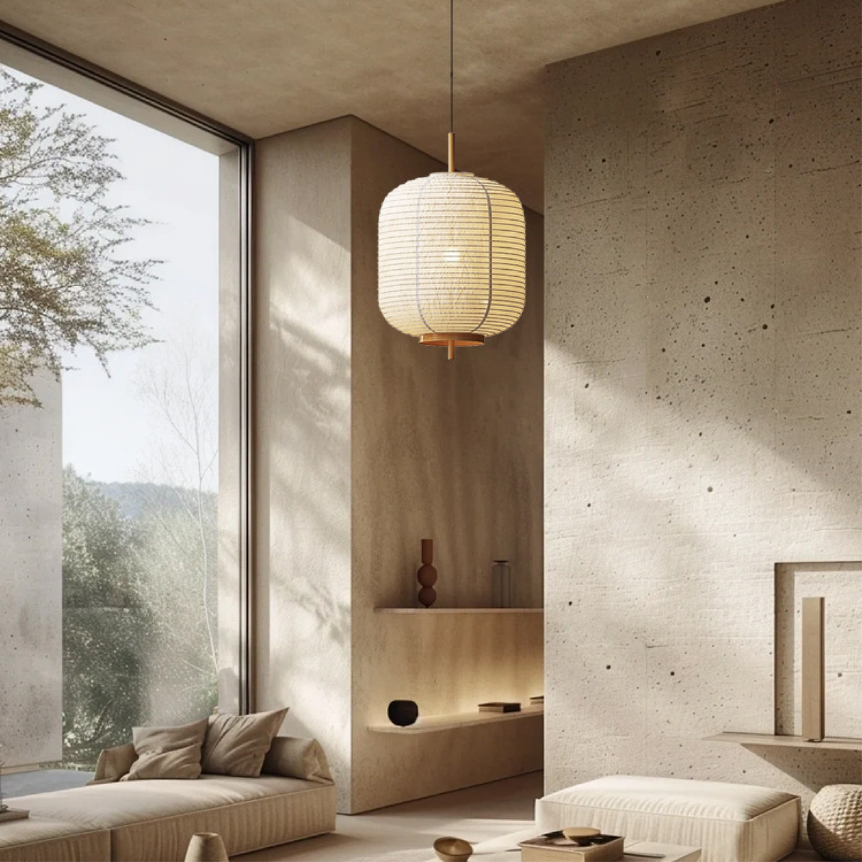 Japanese Rice Paper Pendant Light  Traditional Bamboo Lantern Design - Product detail 4