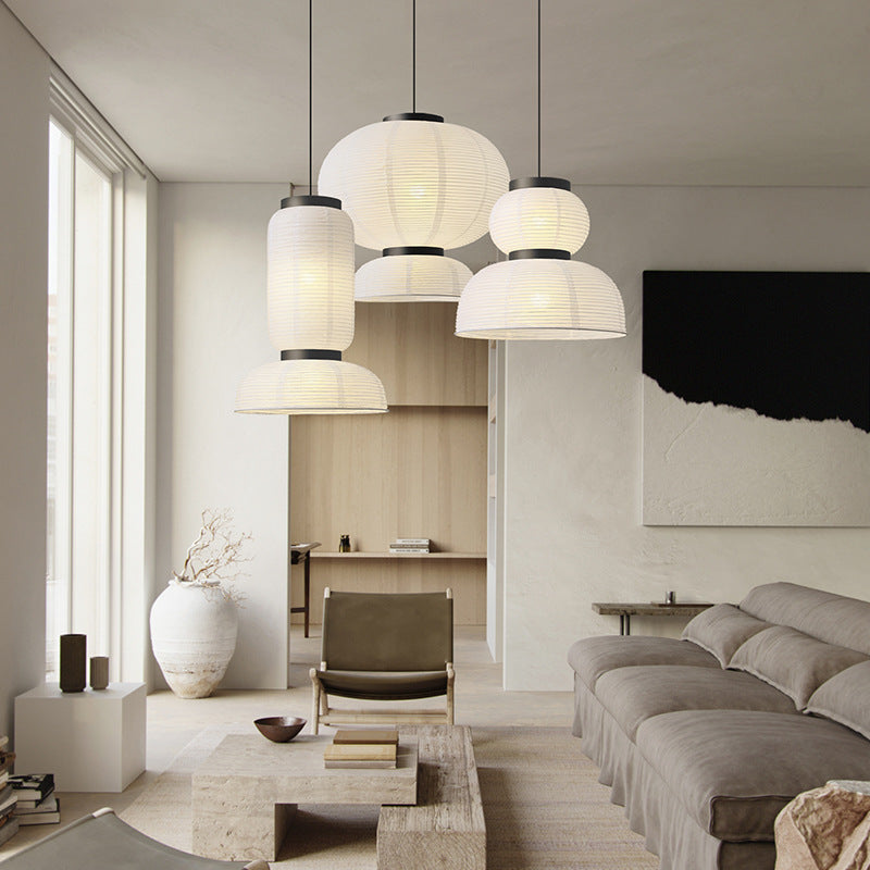 Japanese Pendant Light  Wabi Sabi Paper Lantern Design - Detailed view