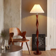 Japanese Floor Lamp  Twisted Walnut Wood Design - Product showcase
