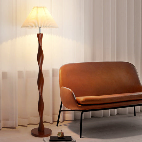 Japanese Floor Lamp  Twisted Walnut Wood Design - Product detail 4