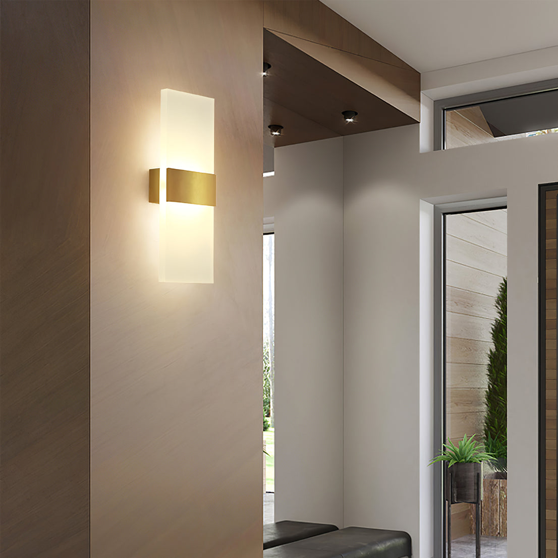 Modern LED Wall Sconce  Brushed Gold Metal Accent - Detailed view