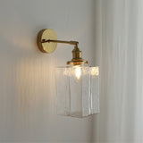 Vintage Wall Sconce  Brass Cube Glass Shade - Product detail 10