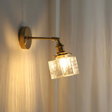 Vintage Wall Sconce  Brass Cube Glass Shade - Product detail 4