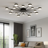 Modern Sunburst Ceiling Light  LED Brass Starburst Design - Detailed view