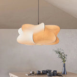 Japanese Pendant Light  Curved Silk Cloud Design - Detailed view