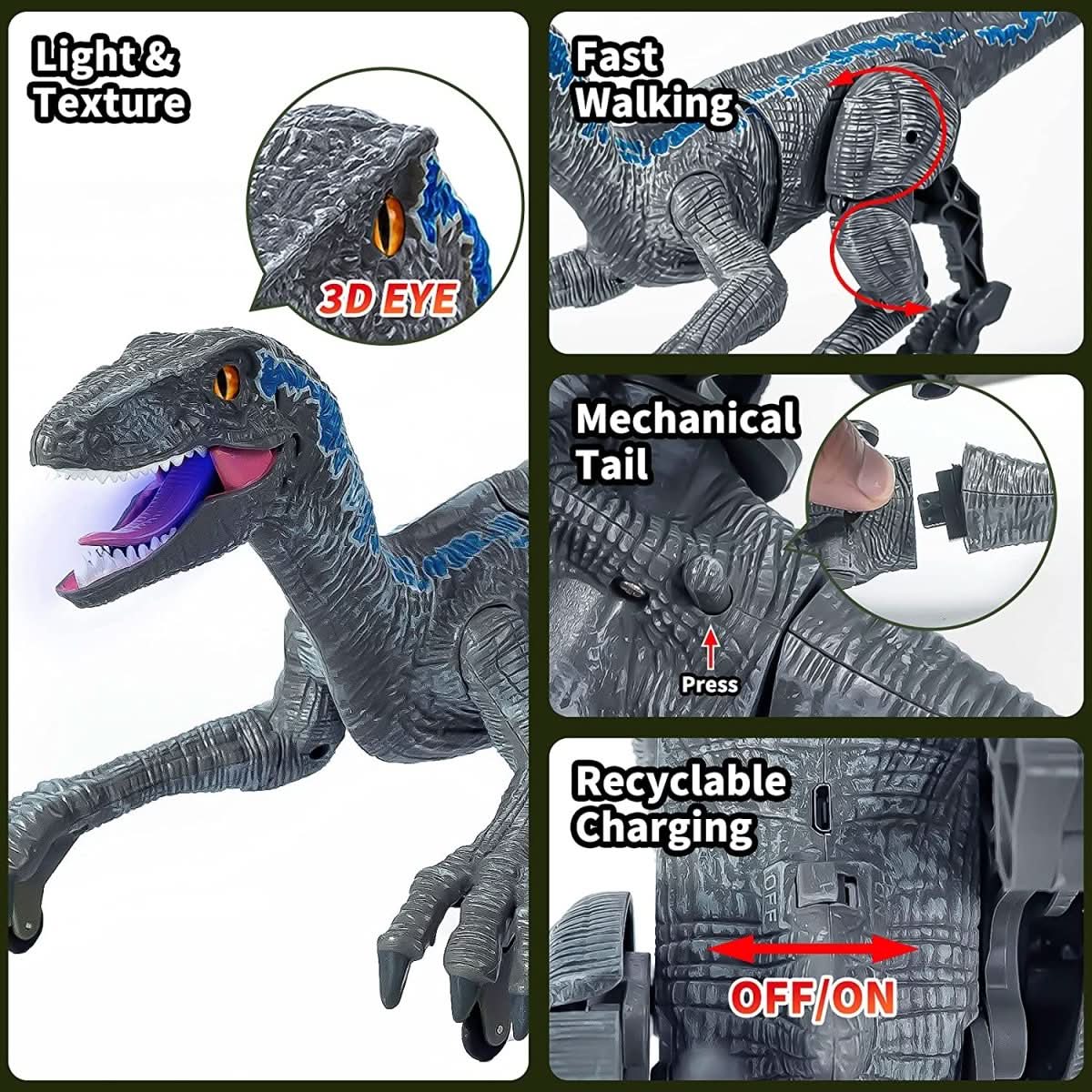 Remote Control T-Rex Dinosaur  Interactive Walking Toy with Lights and Sounds - Product detail 6