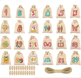 Christmas Advent Calendar  24 Jute Drawstring Bags With Clips - Product showcase