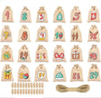 Christmas Advent Calendar  24 Jute Bags with Wooden Clips - Product showcase