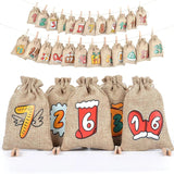 Christmas Advent Calendar  24 Jute Bags with Wooden Clips - Detailed view