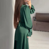 Elegant Maxi Dress  Long Sleeve High Neck Pleated Design - Product detail 4
