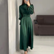 Elegant Maxi Dress  Long Sleeve High Neck Pleated Design - Product detail 5