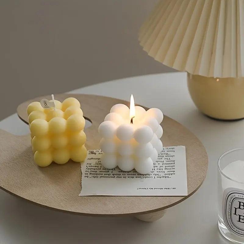 Bubble Cube Candle  Modern Beeswax Design - Product detail 4