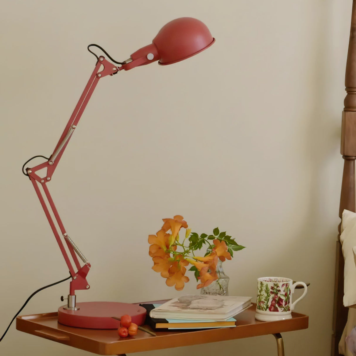 Adjustable Task Lamp  Red Metal Swing Arm Design - Product example